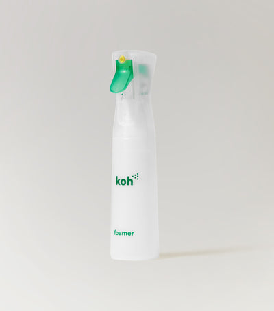 Koh Foaming Spray Bottle with green trigger