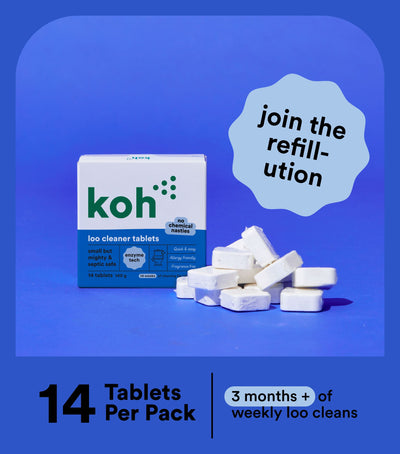 Koh Loo Cleaner Tabs in a bathroom