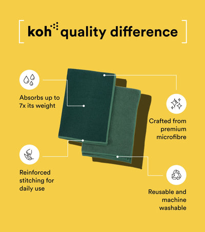 Koh Tea Towels fabric quality, 410 GSM microfibre